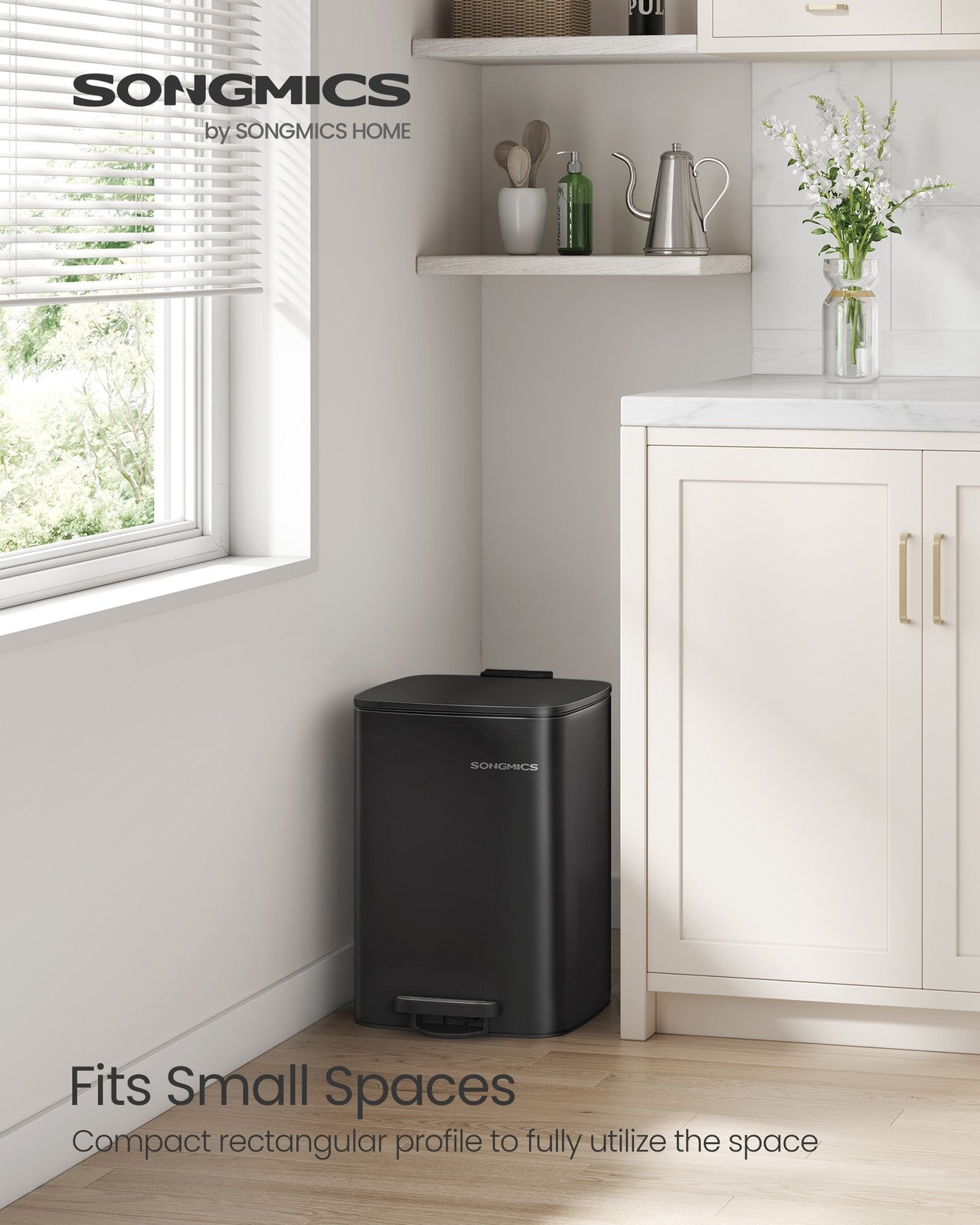 Stainless Trash Can 5.2-Gallon (20 L) with Inner Bucket - Ink Black