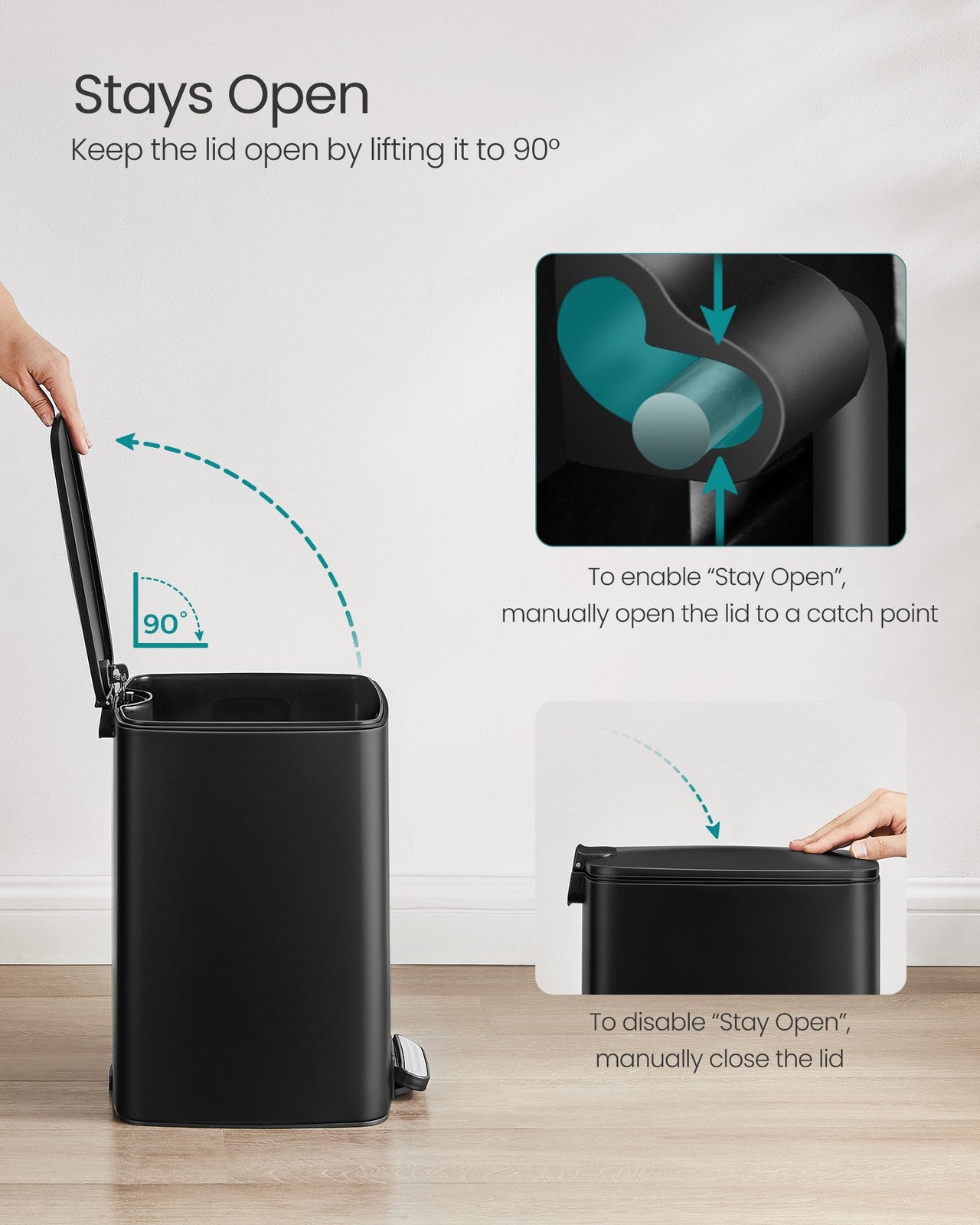 Stainless Trash Can 5.2-Gallon (20 L) with Inner Bucket - Ink Black