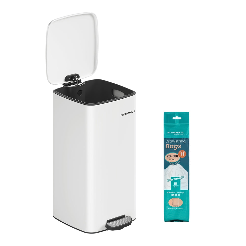 Stainless Trash Can 5.2-Gallon (20 L) with Inner Bucket - Cloud White - 11.2"L x 13.4"W x 21.4"H
