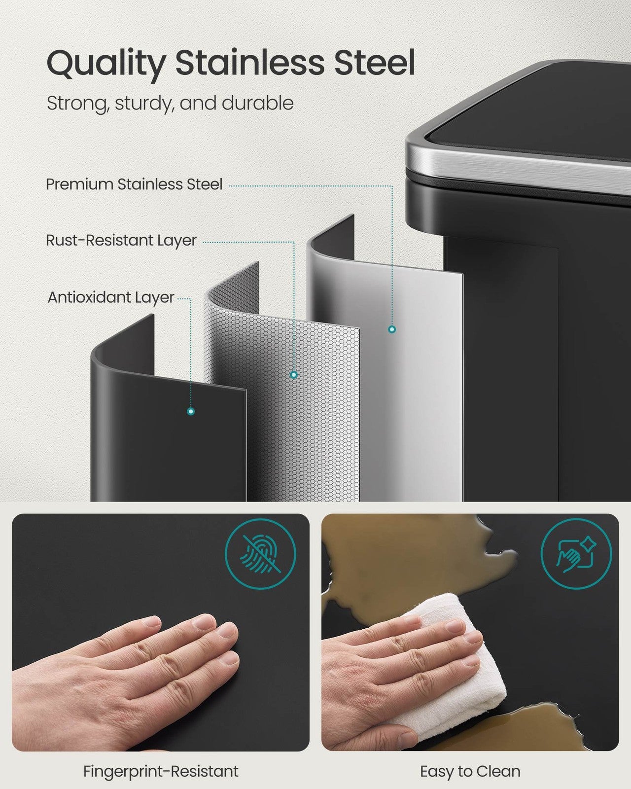 13-Gallon Trash Can with Soft-Close Lid - Ink Black