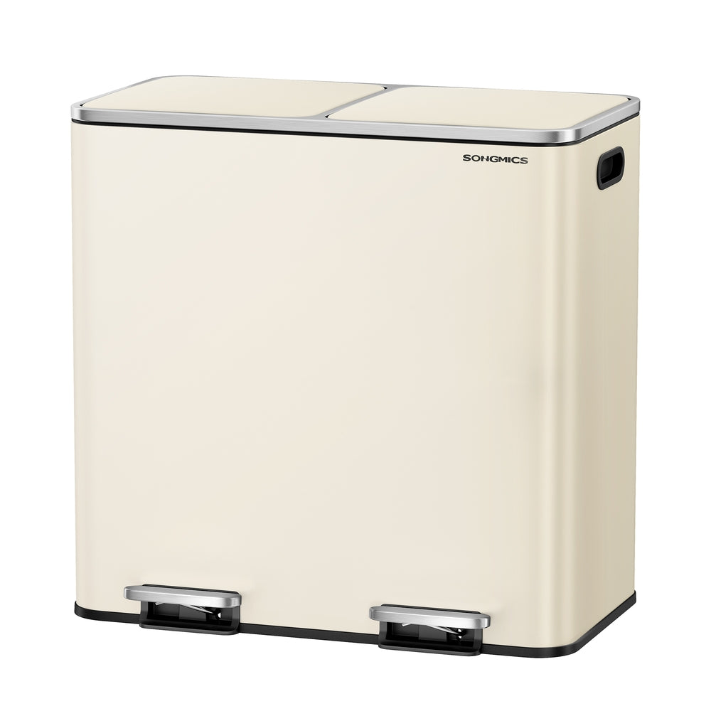 2 x 10.6 Gallon (2 x 40 L) Trash Can for Kitchen - Almond