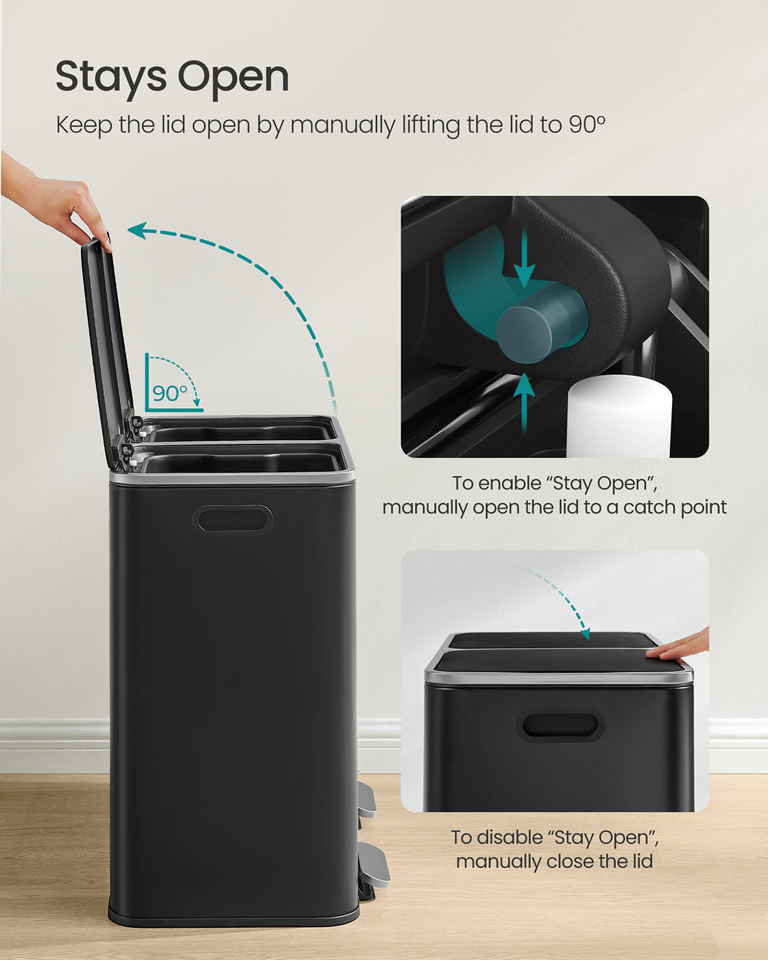 Kitchen Trash Can - 2 x 10.6 Gallon - 2 Compartments