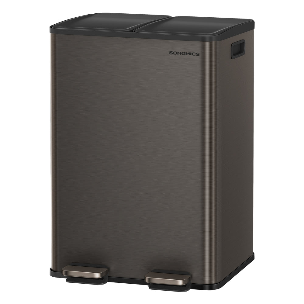 2×30L Dual Compartment Trash Can - Soft-Close - Pedal - Removable Buckets - Stainless Steel - Slate Gray