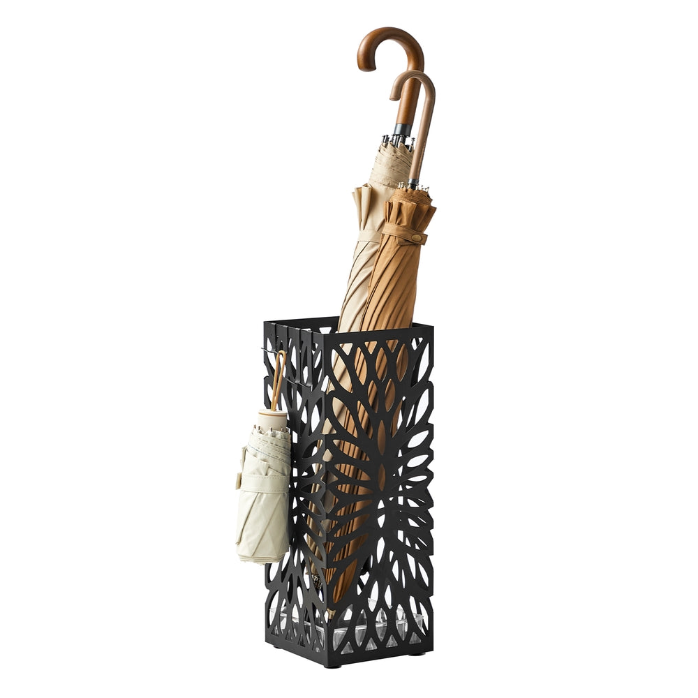 Steel Square Umbrella Stand Freestanding - for Canes Walking Sticks - Black - 6.1"D x 6.1"W x 16.1"H