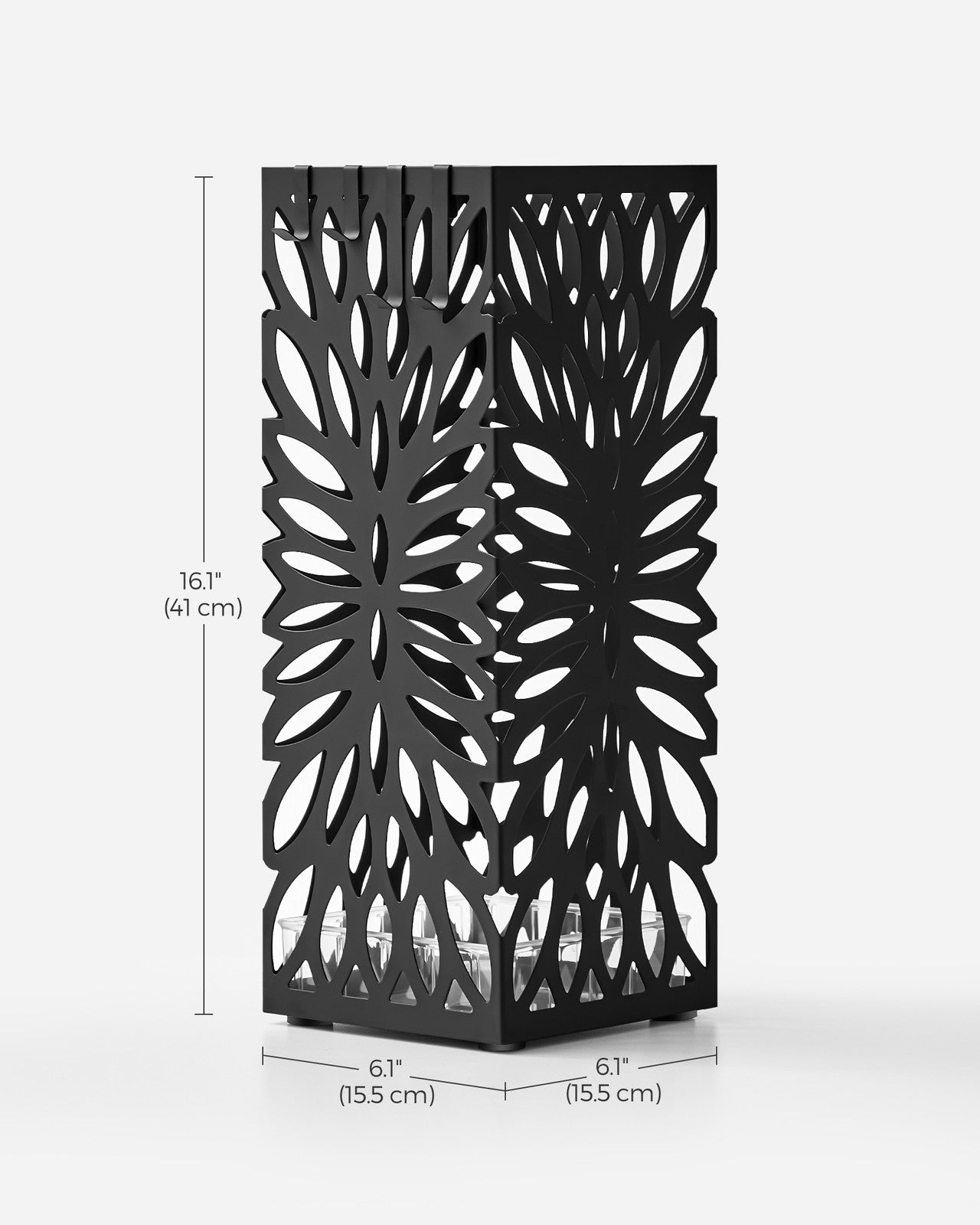 Steel Square Umbrella Stand Freestanding - for Canes Walking Sticks - Black
