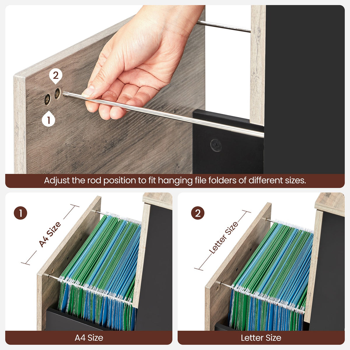 File Cabinet - 2-Drawer - Rolling - Industrial Style