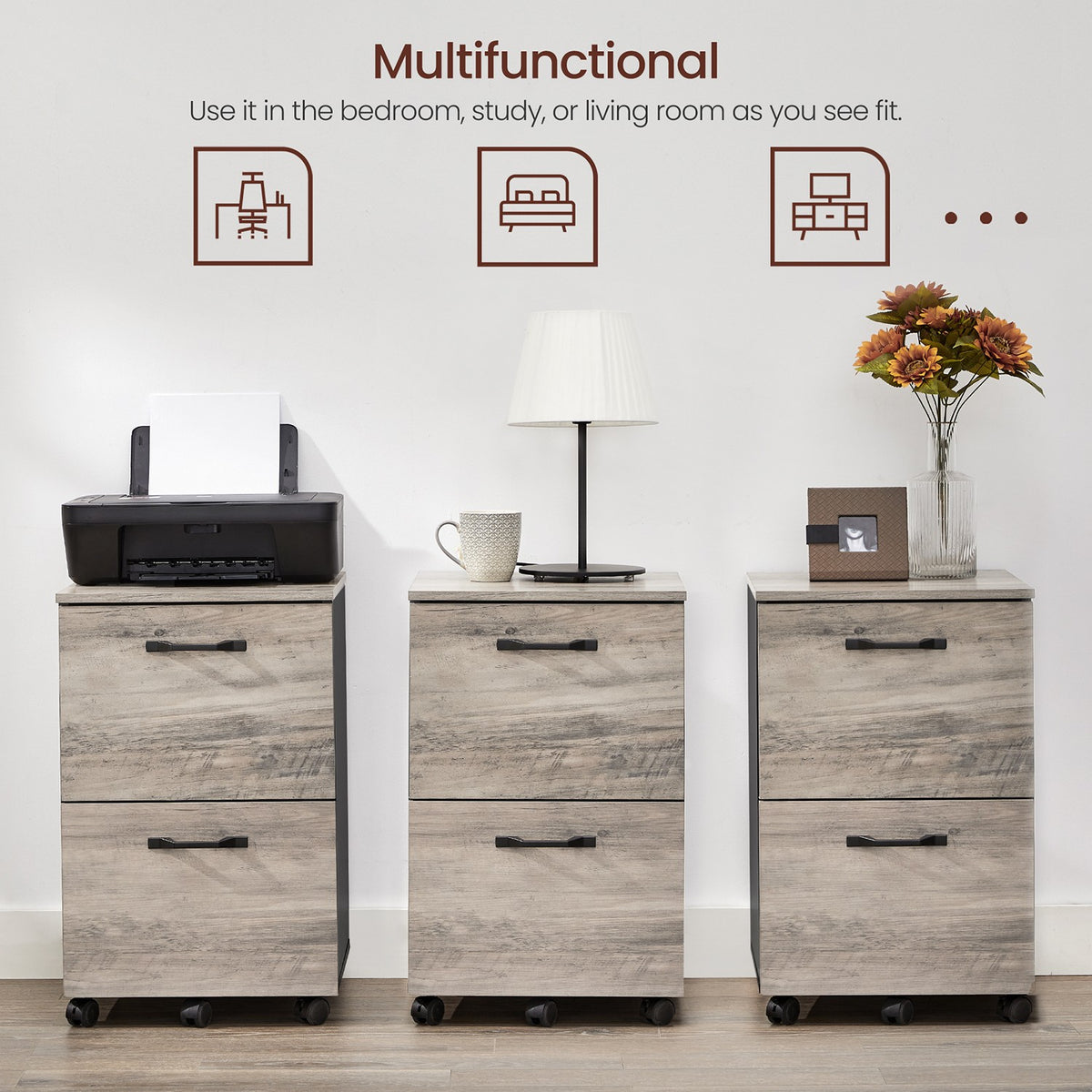 File Cabinet - 2-Drawer - Rolling - Industrial Style