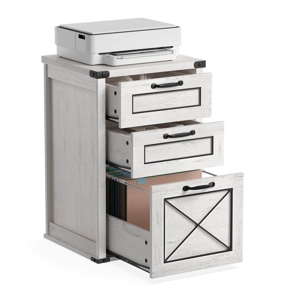Filing Cabinet with 2 File Drawers - Rustic White