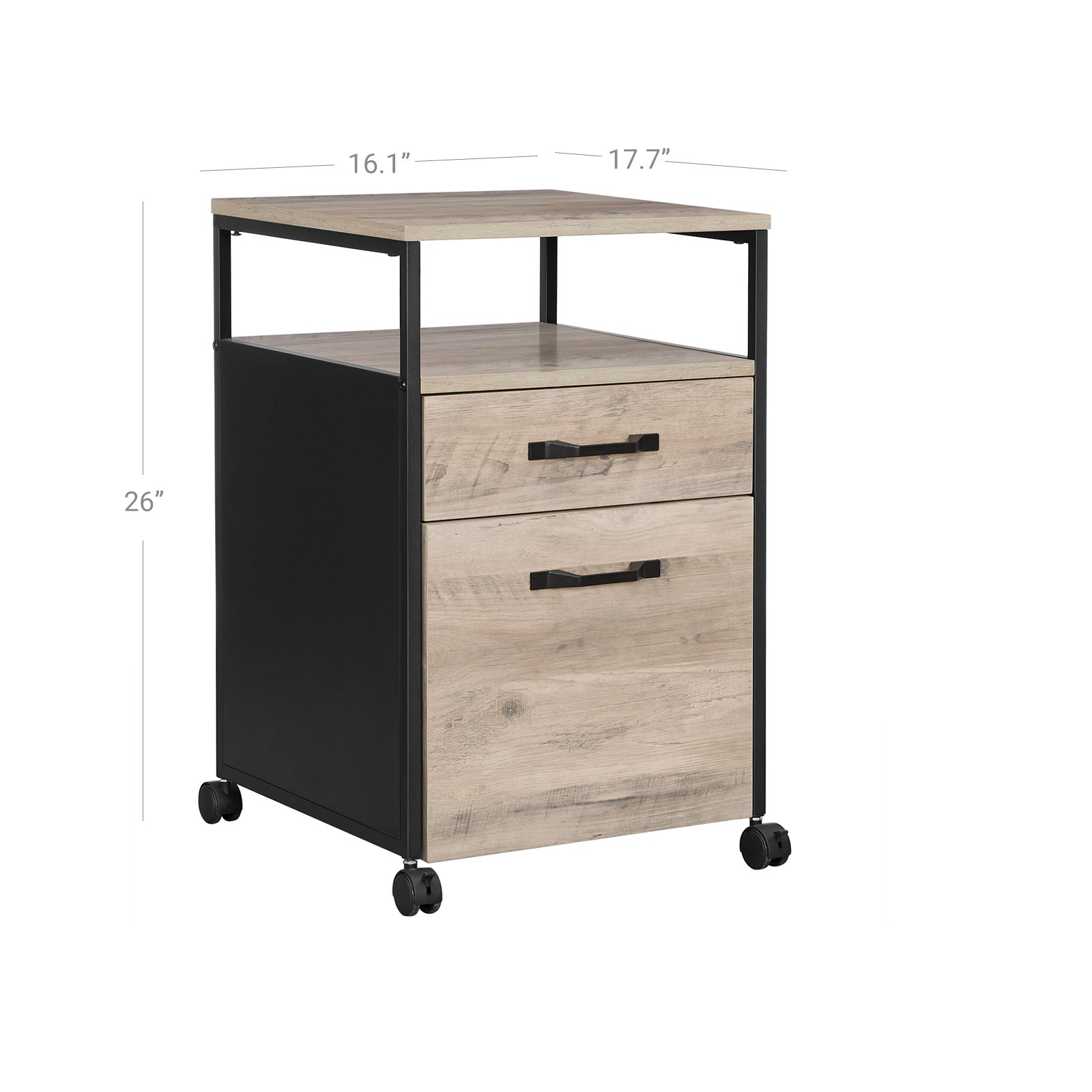 File Cabinet - Mobile Filing Cabinet with Wheels - Heather Greige and Ink Black - Heather Greige, Ink Black