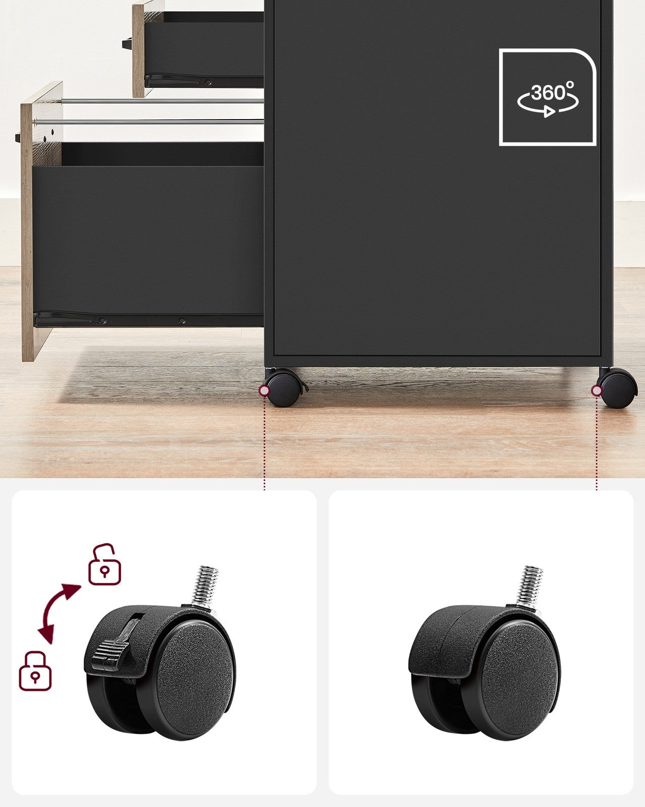 File Cabinet - Mobile Filing Cabinet with Wheels - Heather Greige and Ink Black - Heather Greige, Ink Black