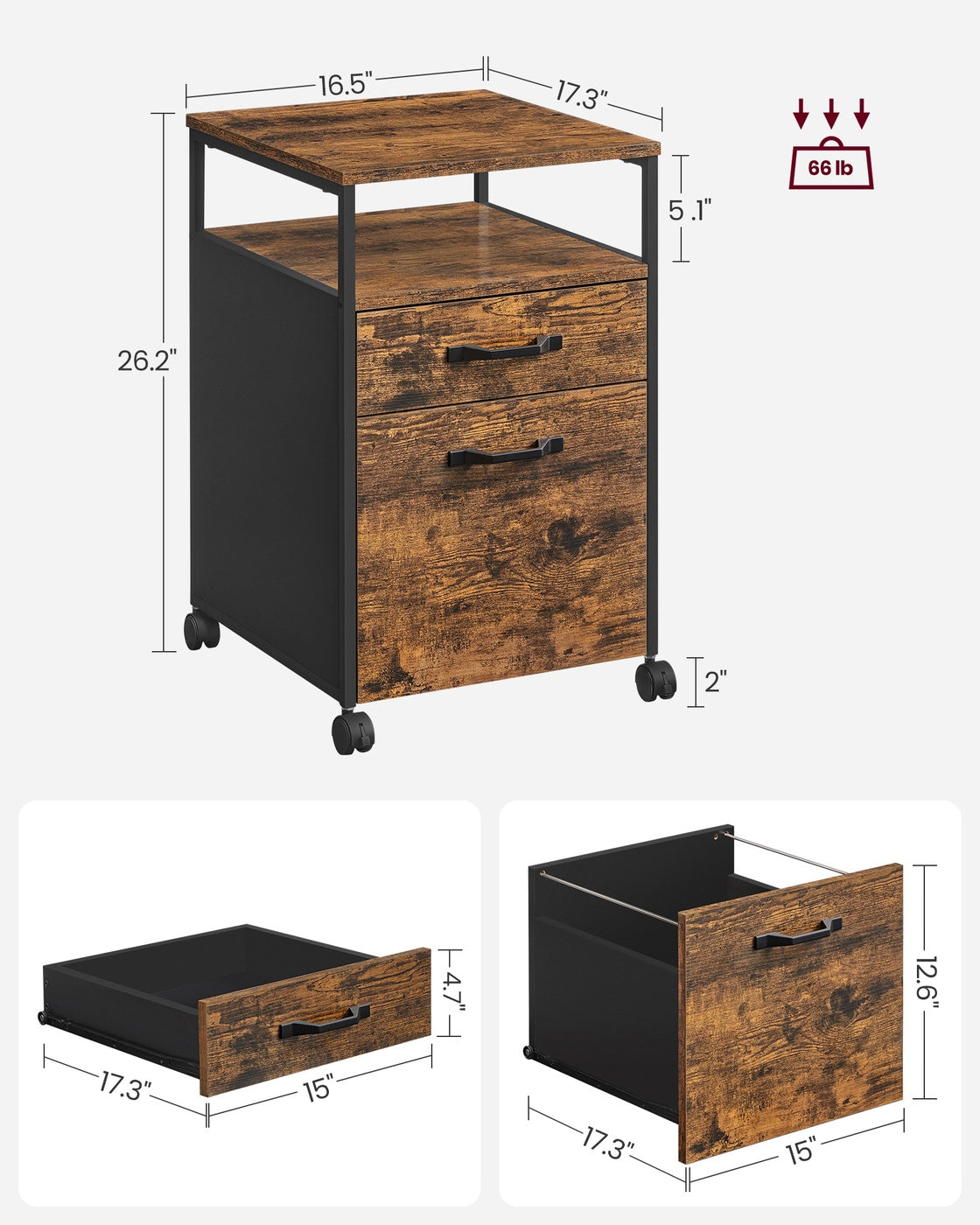 Mobile Filing Cabinet with Wheels
