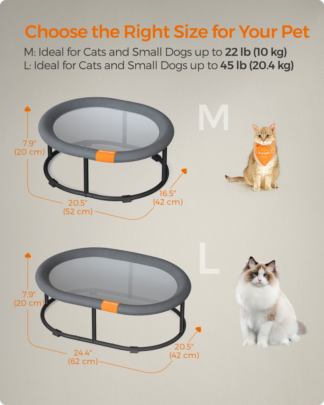 Elevated Cat Bed for Average Cats and Miniature Dogs - Up to 20 Lb Gray - Gray