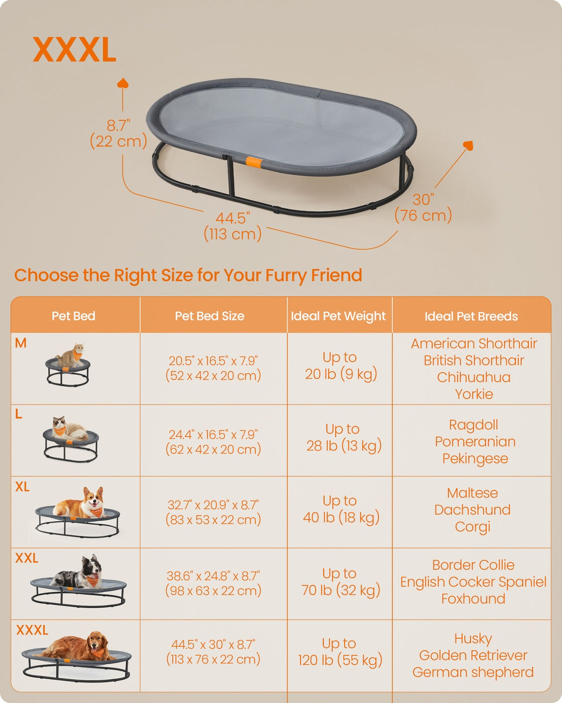Elevated Cat Bed - for Average Cats and Miniature Dogs - Up to 20 lb - Gray
