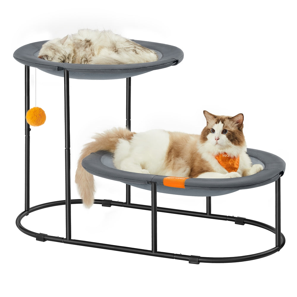 2-Tier Elevated Cat Bed for Multi-Cat Households Dove Gray