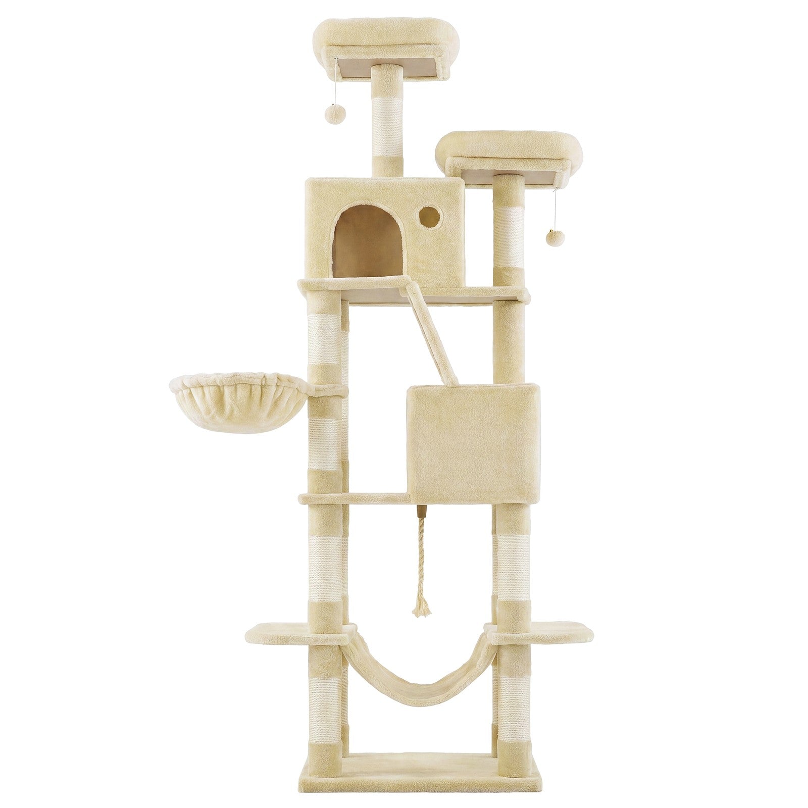 Large Cat Tree with Scratching Posts Hammock and Perches for Indoor Cats - Beige