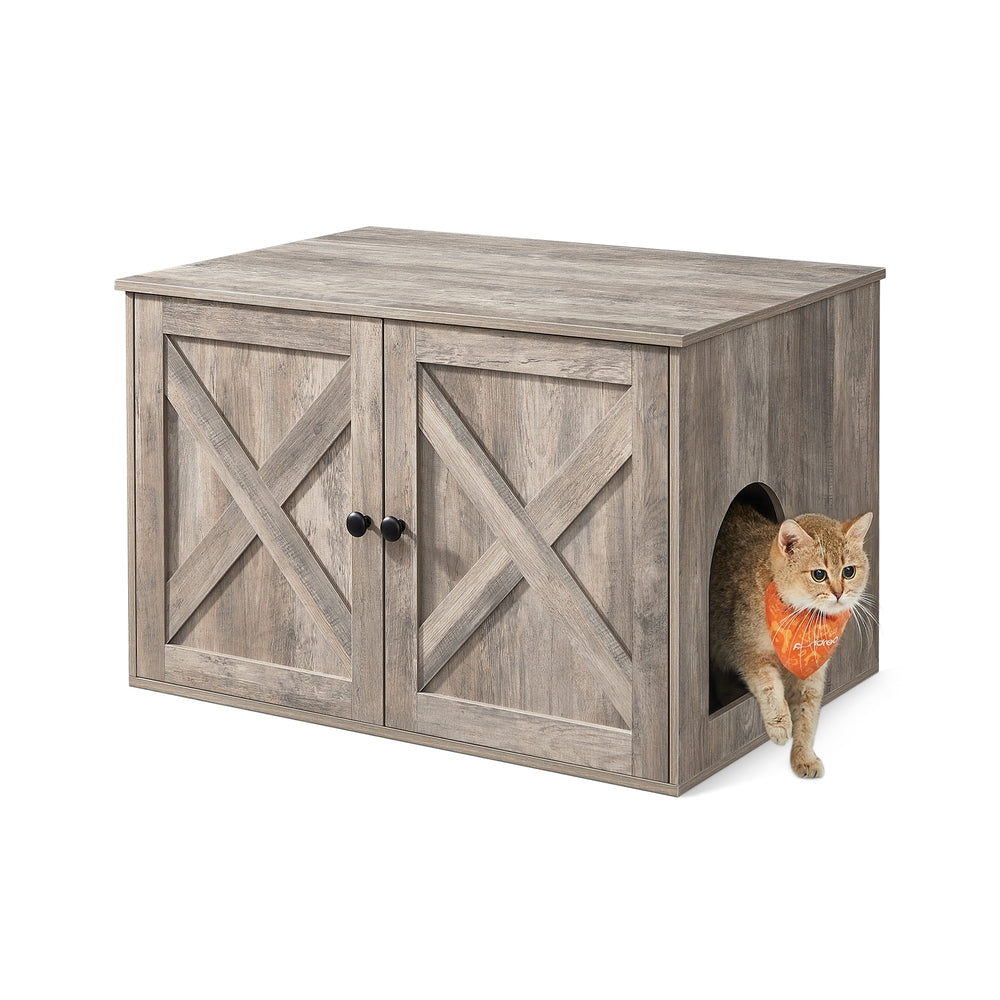 Cat Litter Box Enclosure with Removable Divider - Heather Greige