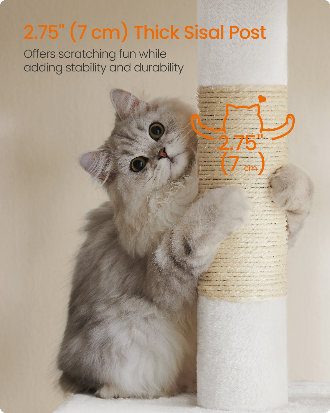 33.1-Inch Cat Tower for Large Cats Up to 16 Lb - Cream White
