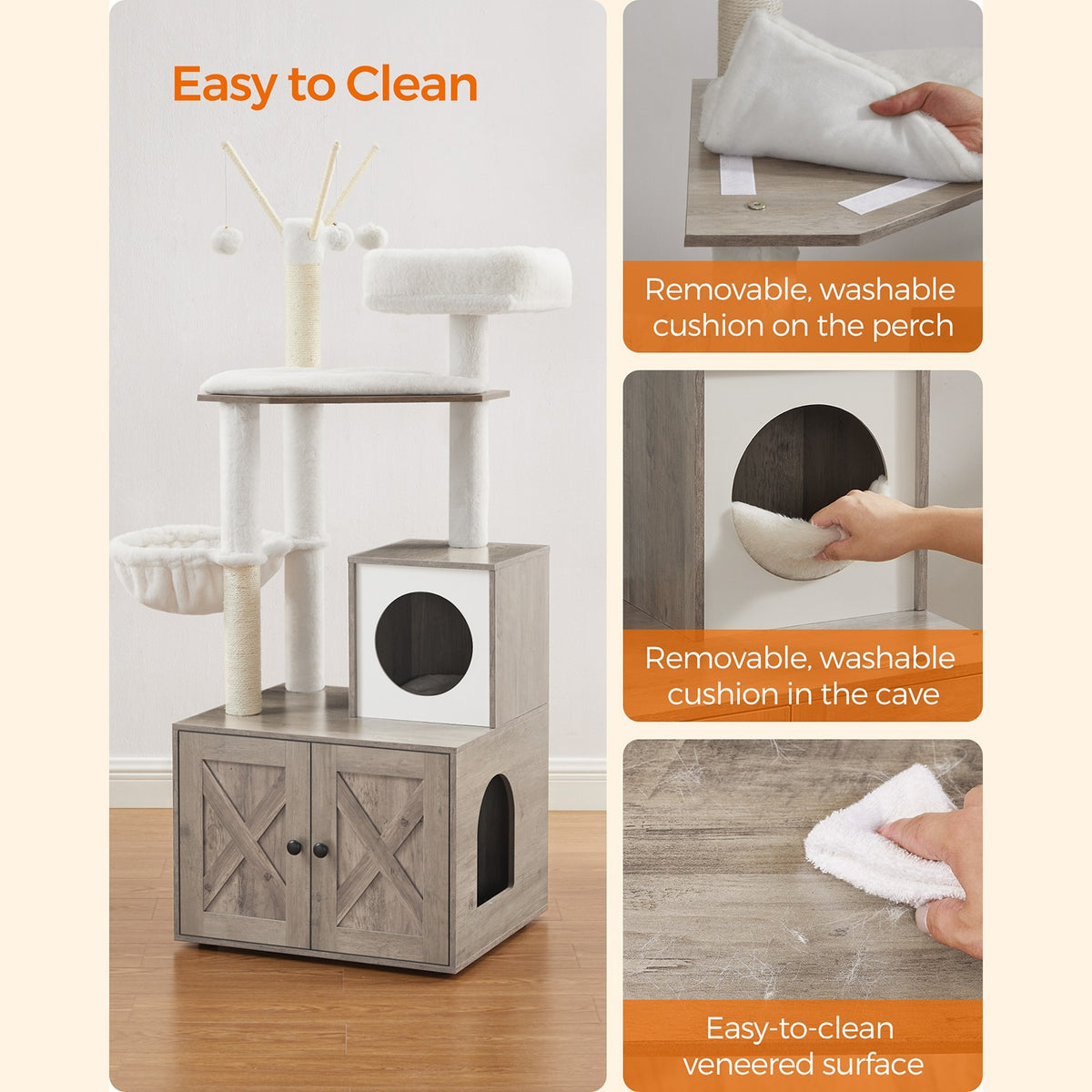 Cat Tree - Hidden Litter Box Enclosure - Scratching Posts