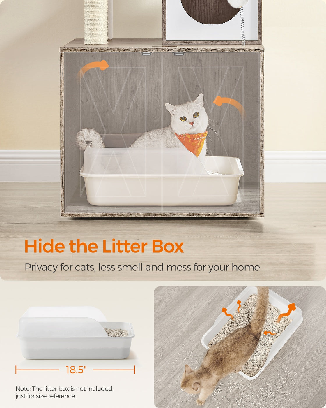 72.8-Inch Tall Cat Tree with Litter Box Enclosure
