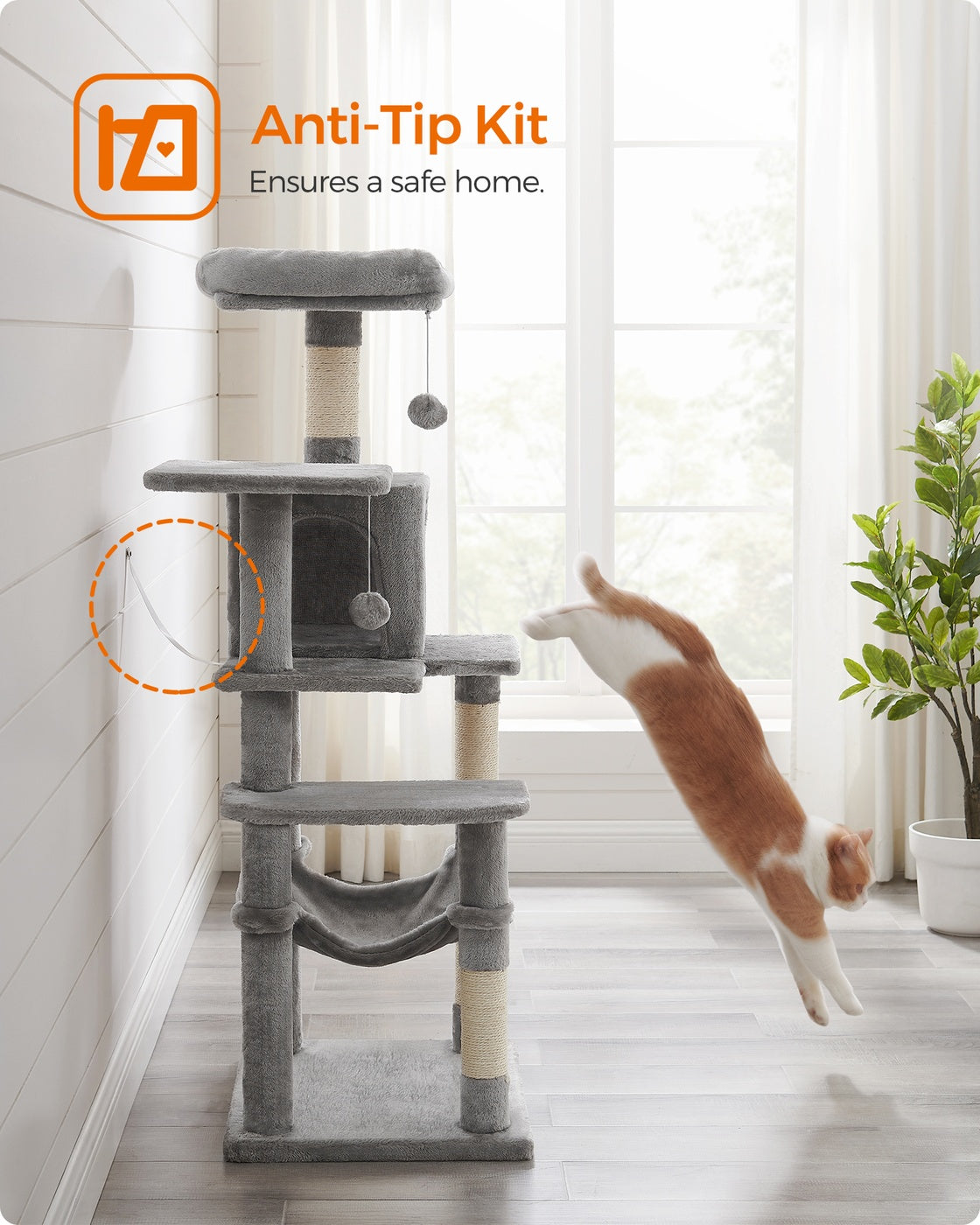 Cat Tree - Multi-Level Condo - 4 Scratching Posts - Hammock