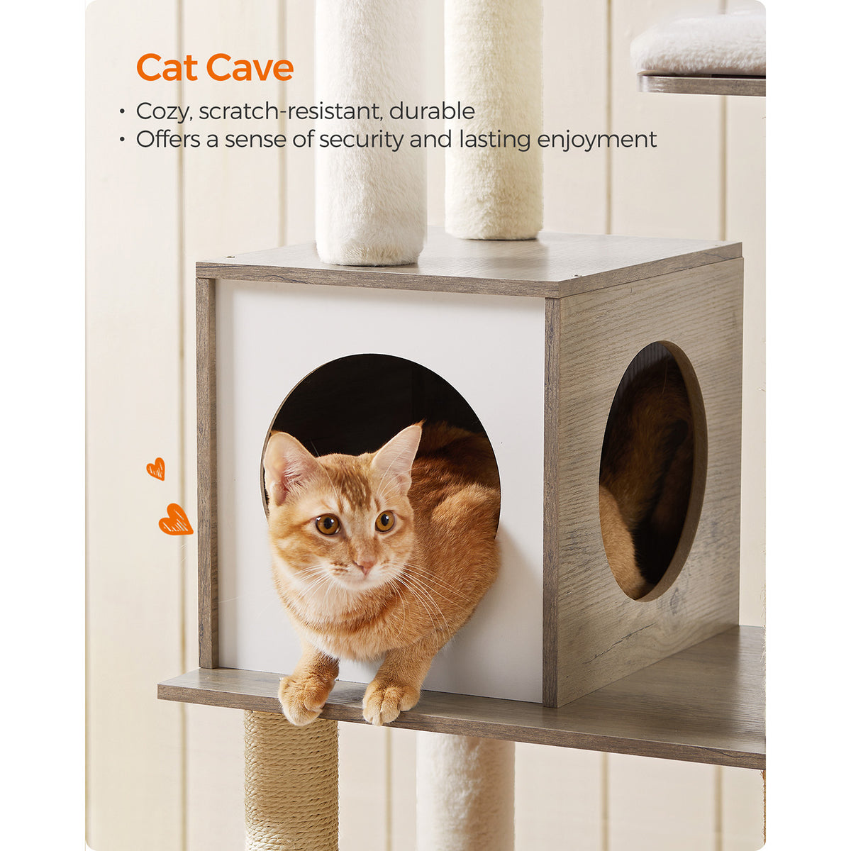 65-Inch Modern Cat Tower - Greige