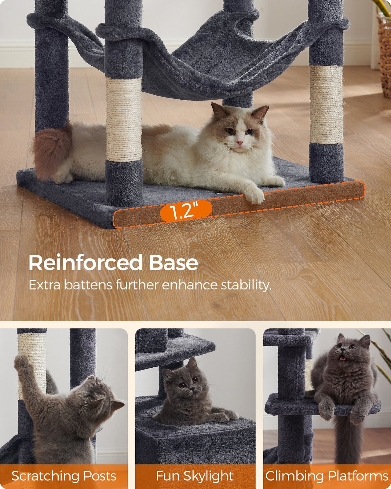 75.2-Inch Large Cat Tree Smoky Gray - Smoky Gray