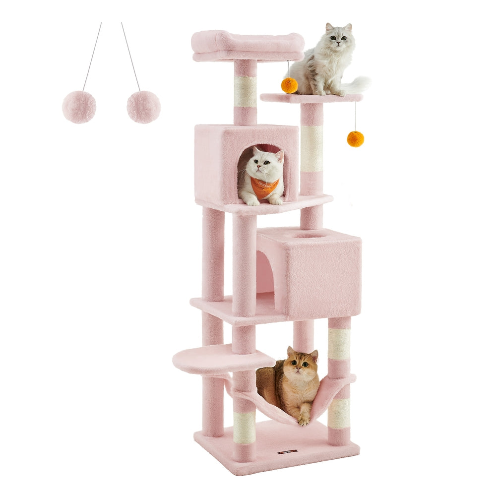 75.2-Inch Large Cat Tree Smoky Gray - Jelly Pink