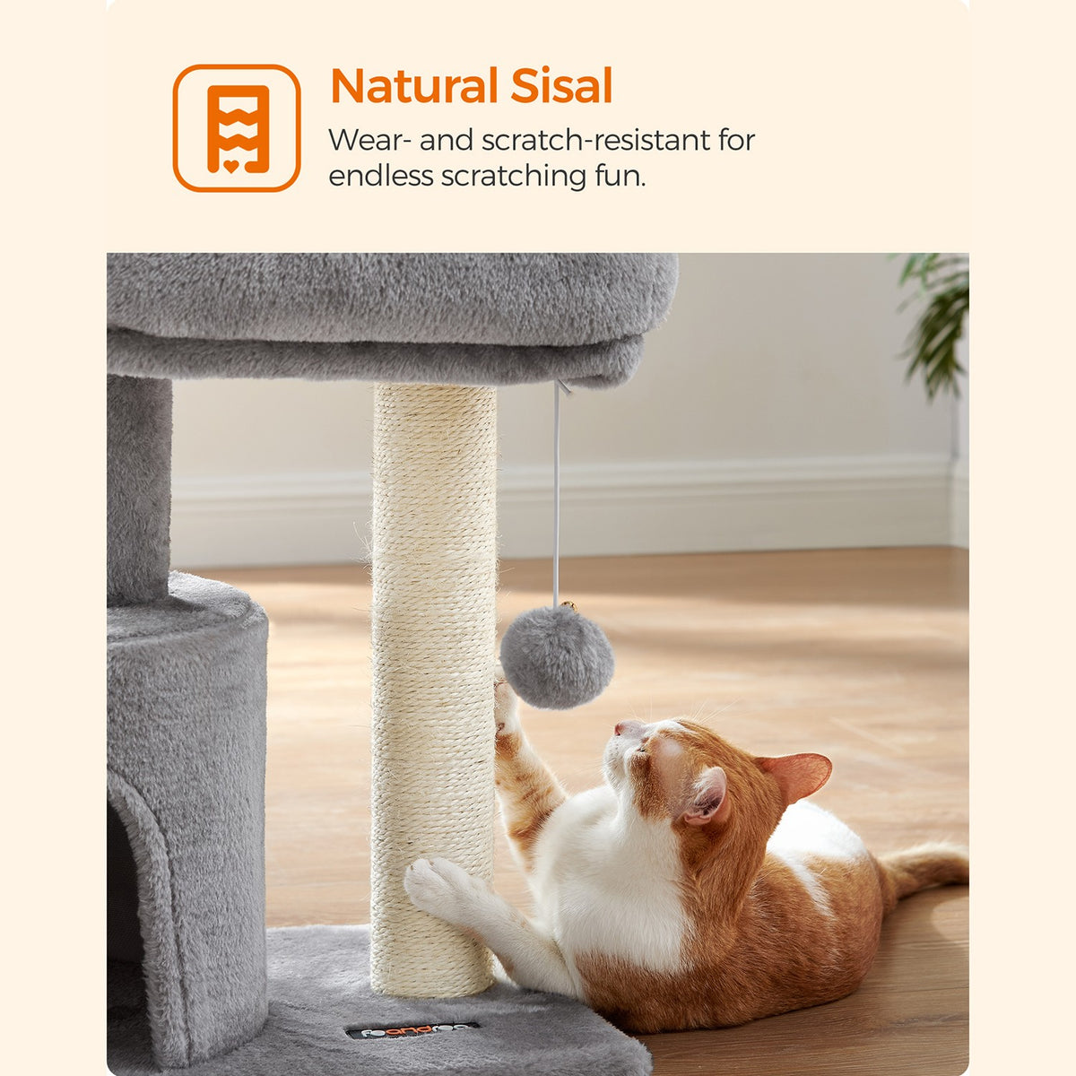Small Cat Tower - Sisal Scratching Post - 18 Inch Compact Cat Tree