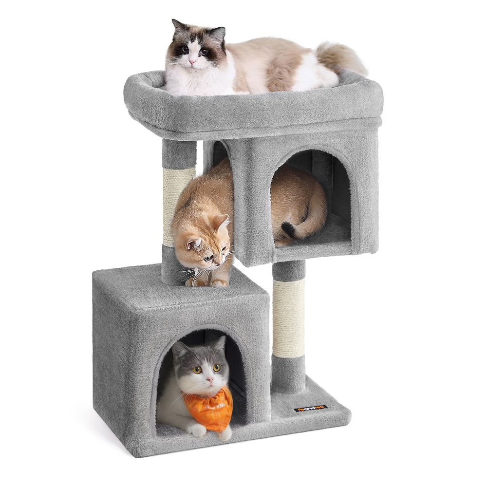 33.1-Inch Cat Tower for Large Cats Up to 16 Lb - Light Gray - 19.3"L x 12.6"W x 29.1"H