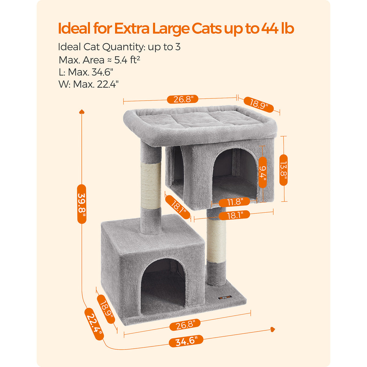 Cat Tree - Sisal Scratching Posts - For Cats Up to 16 lb - 33.1-Inch