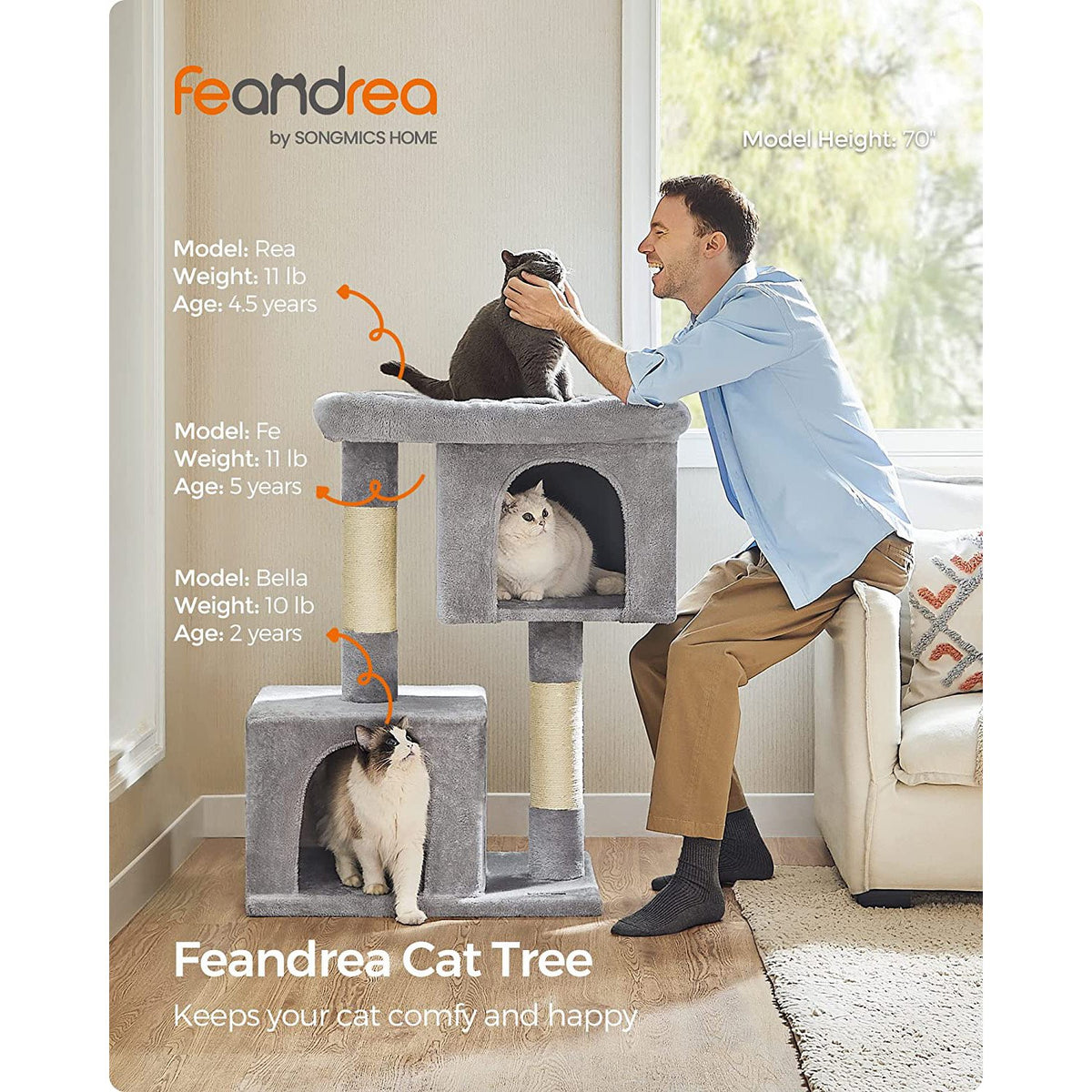 Cat Tree - Sisal Scratching Posts - For Cats Up to 16 lb - 33.1-Inch