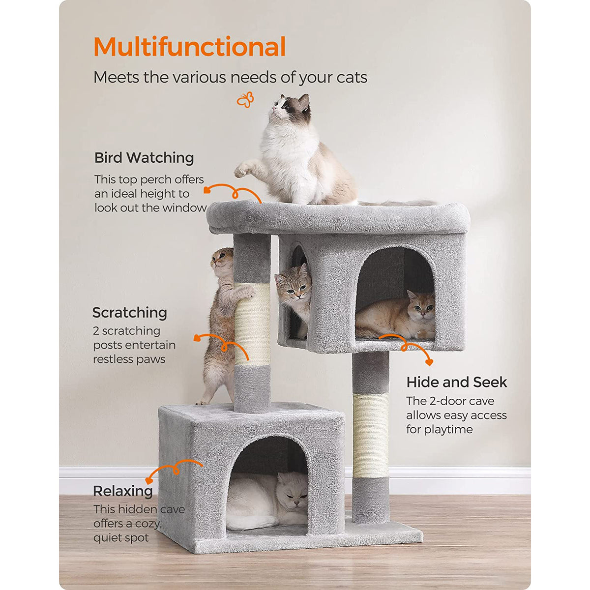 Cat Tree - Sisal Scratching Posts - For Cats Up to 16 lb - 33.1-Inch