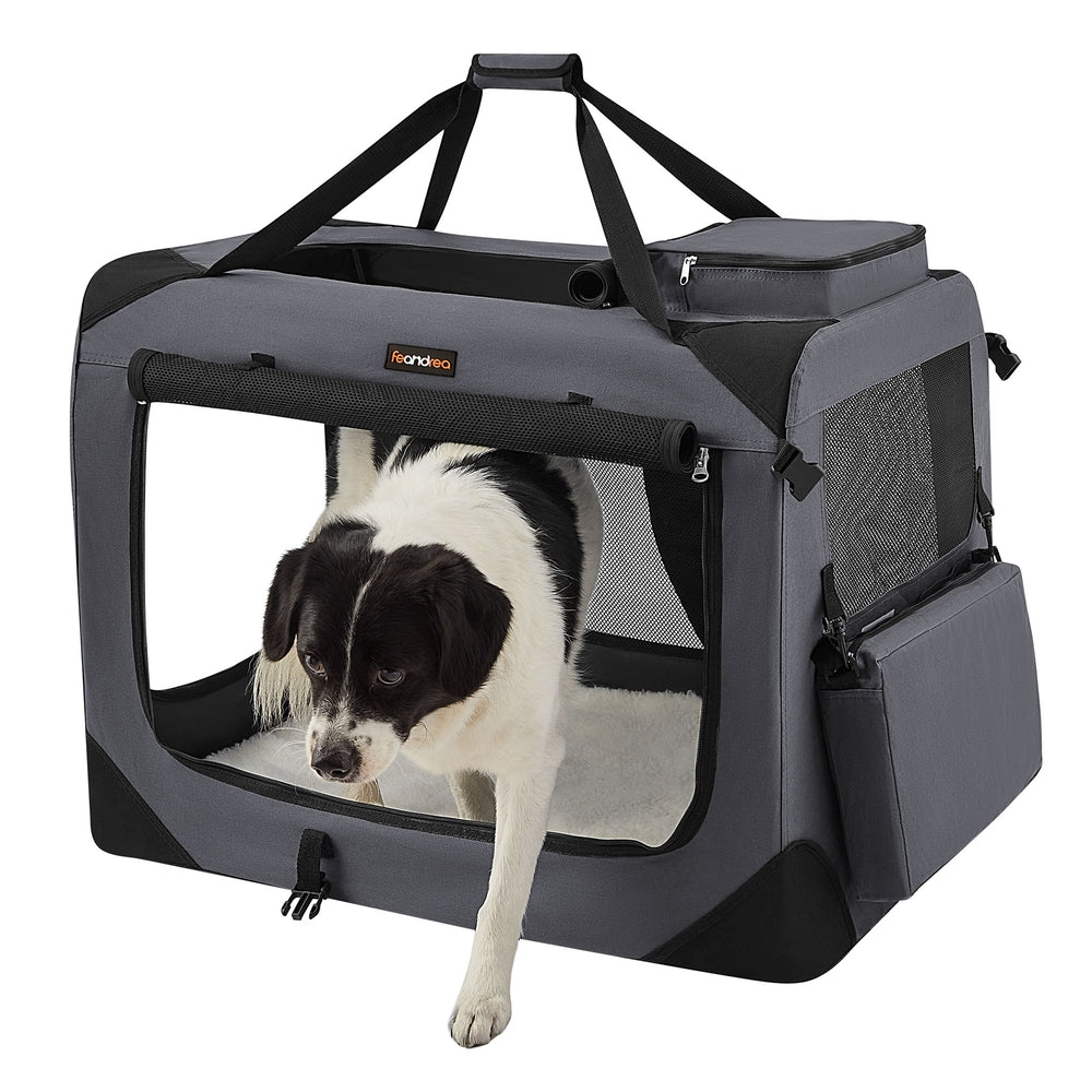 40 Inches Collapsible Soft Dog Crate - Gray - 32"L x 23"W x 23"H