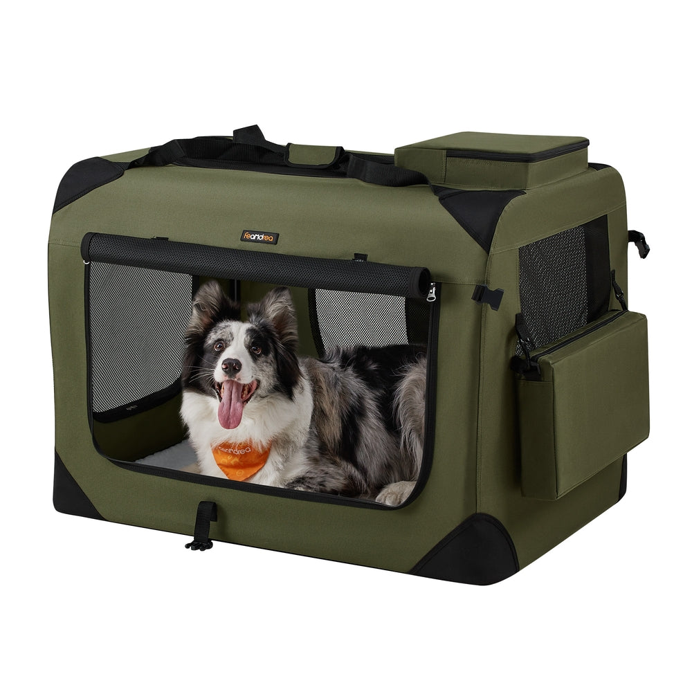 40 Inches Collapsible Soft Dog Crate - Forest Green - 36"L x 25"W x 25"H