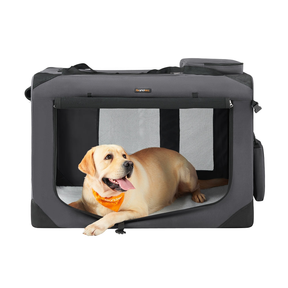40 Inches Collapsible Soft Dog Crate - Gray - 40"L x 27"W x 27"H