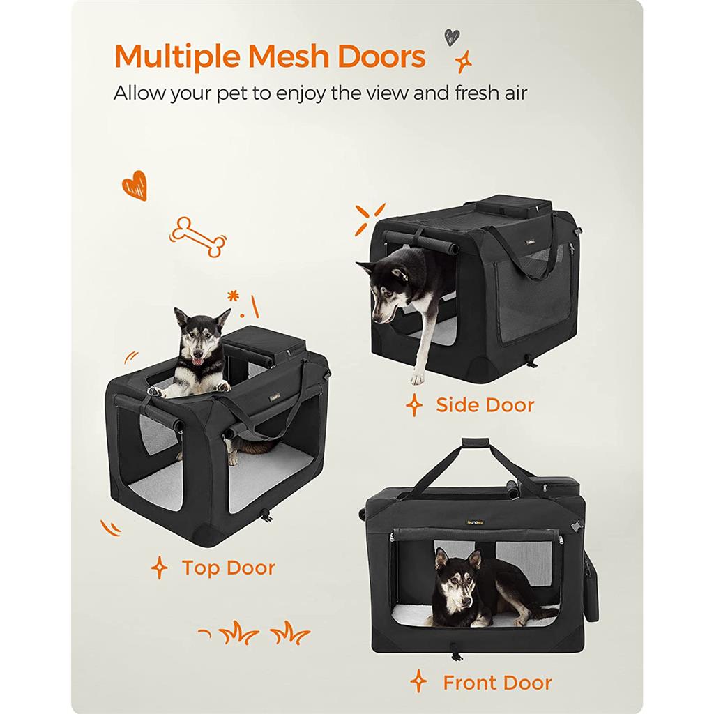 40 Inches Collapsible Soft Dog Crate - Black