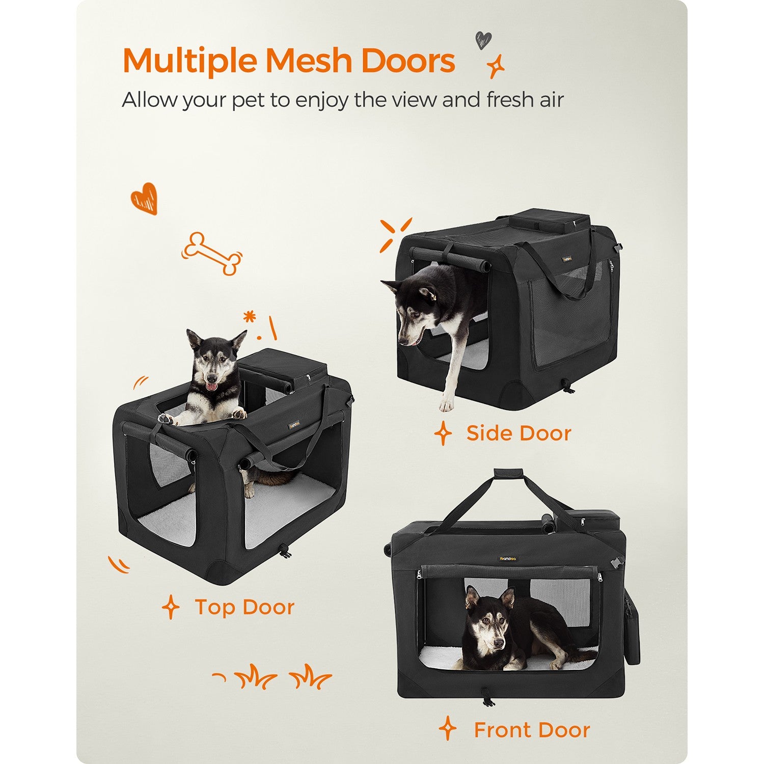40 Inches Collapsible Soft Dog Crate - Black