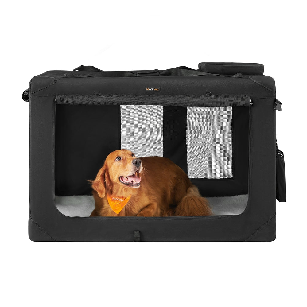 40 Inches Collapsible Soft Dog Crate - Black - 48"L x 31"W x 31"H