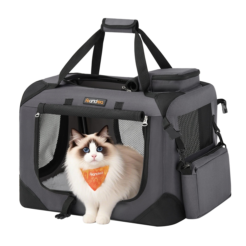40 Inches Collapsible Soft Dog Crate - Gray - 20"L x 14"W x 14"H