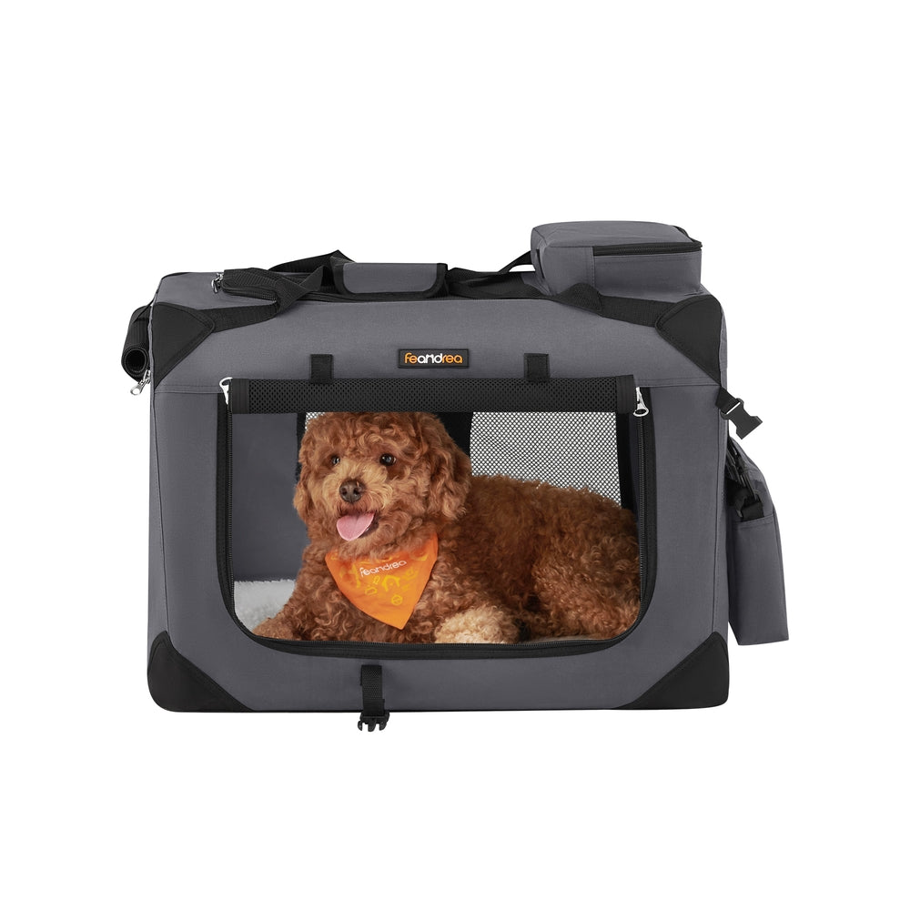 40 Inches Collapsible Soft Dog Crate - Gray - 24"L x 16.5"W x 16.5"H