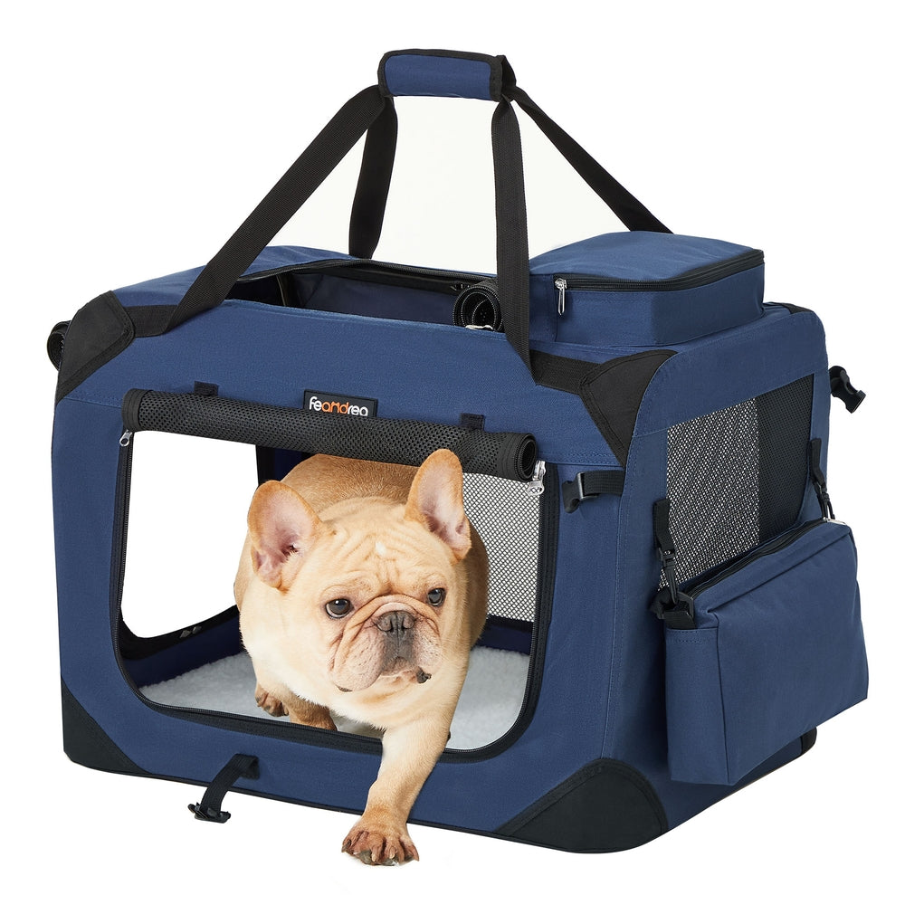 40 Inches Collapsible Soft Dog Crate - Dark Blue - 24"L x 16.5"W x 16.5"H