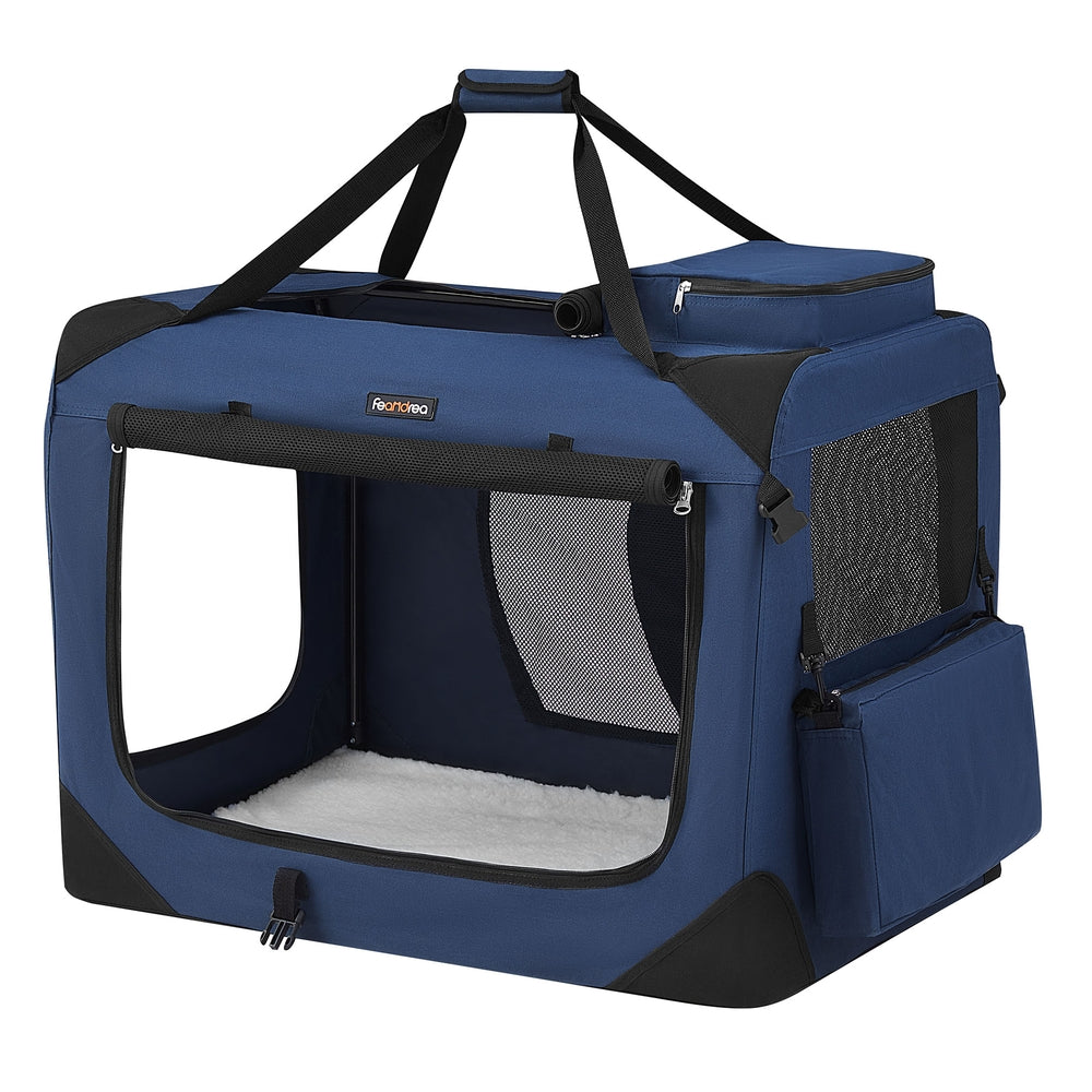 40 Inches Collapsible Soft Dog Crate - Dark Blue - 32"L x 23"W x 23"H