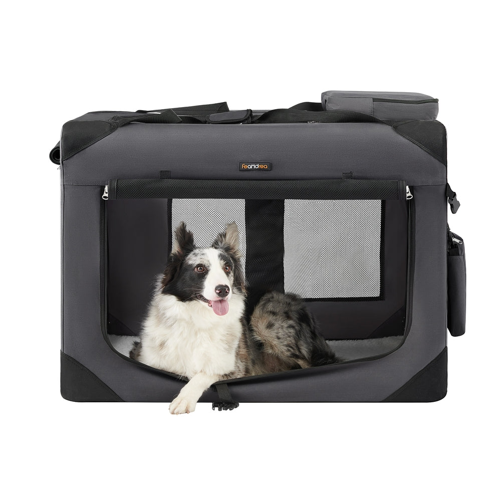40 Inches Collapsible Soft Dog Crate - Gray - 36"L x 25"W x 25"H