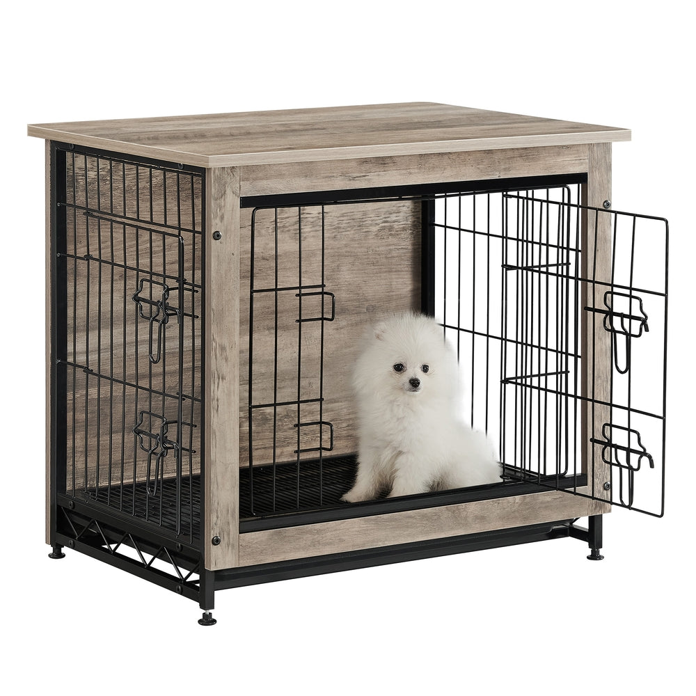 Modern Kennel for Dogs Indoor Up to 30 Lb - Greige - 27.2”L x 20.1”W x 23.6”H
