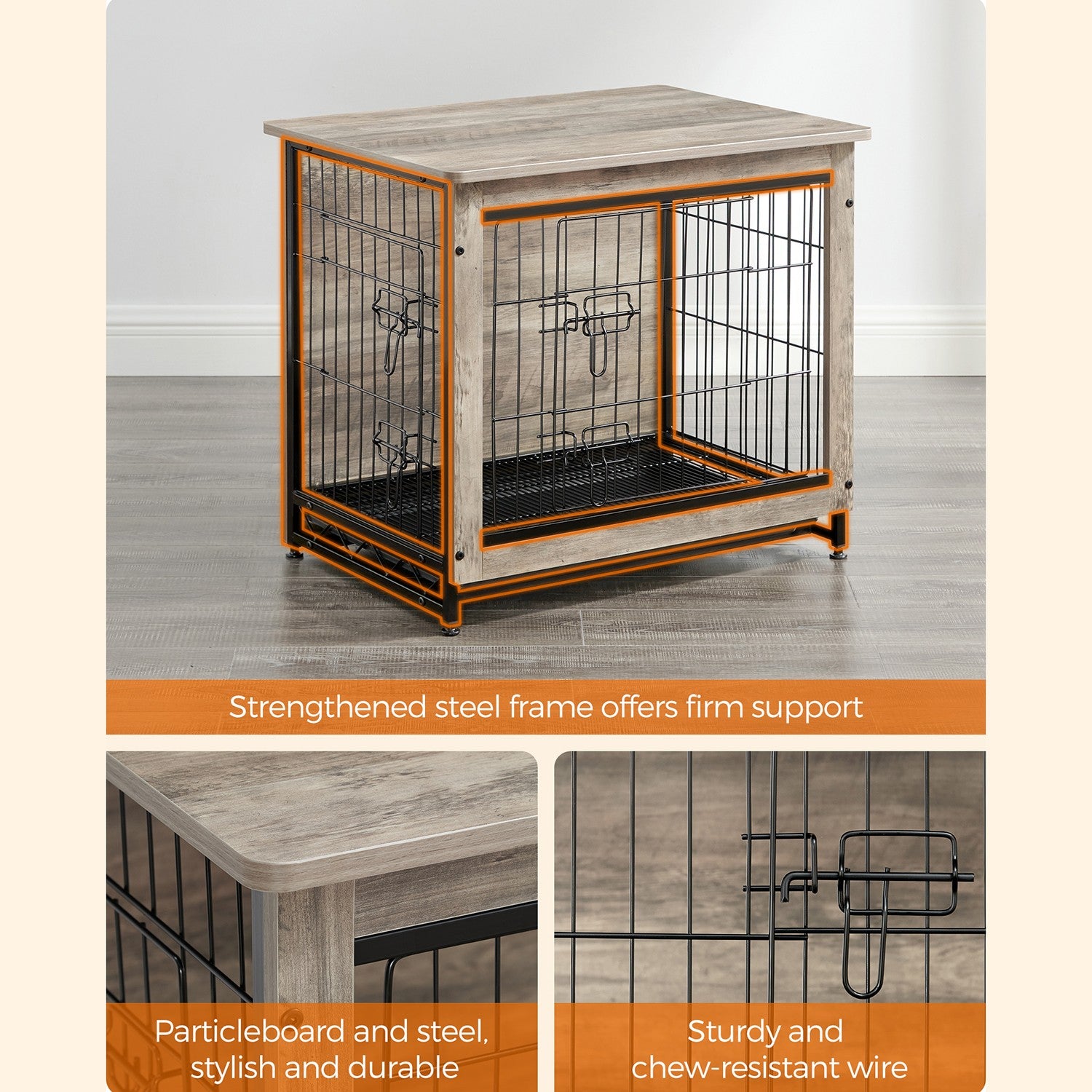 Modern Kennel for Dogs Indoor Up to 30 Lb - Greige