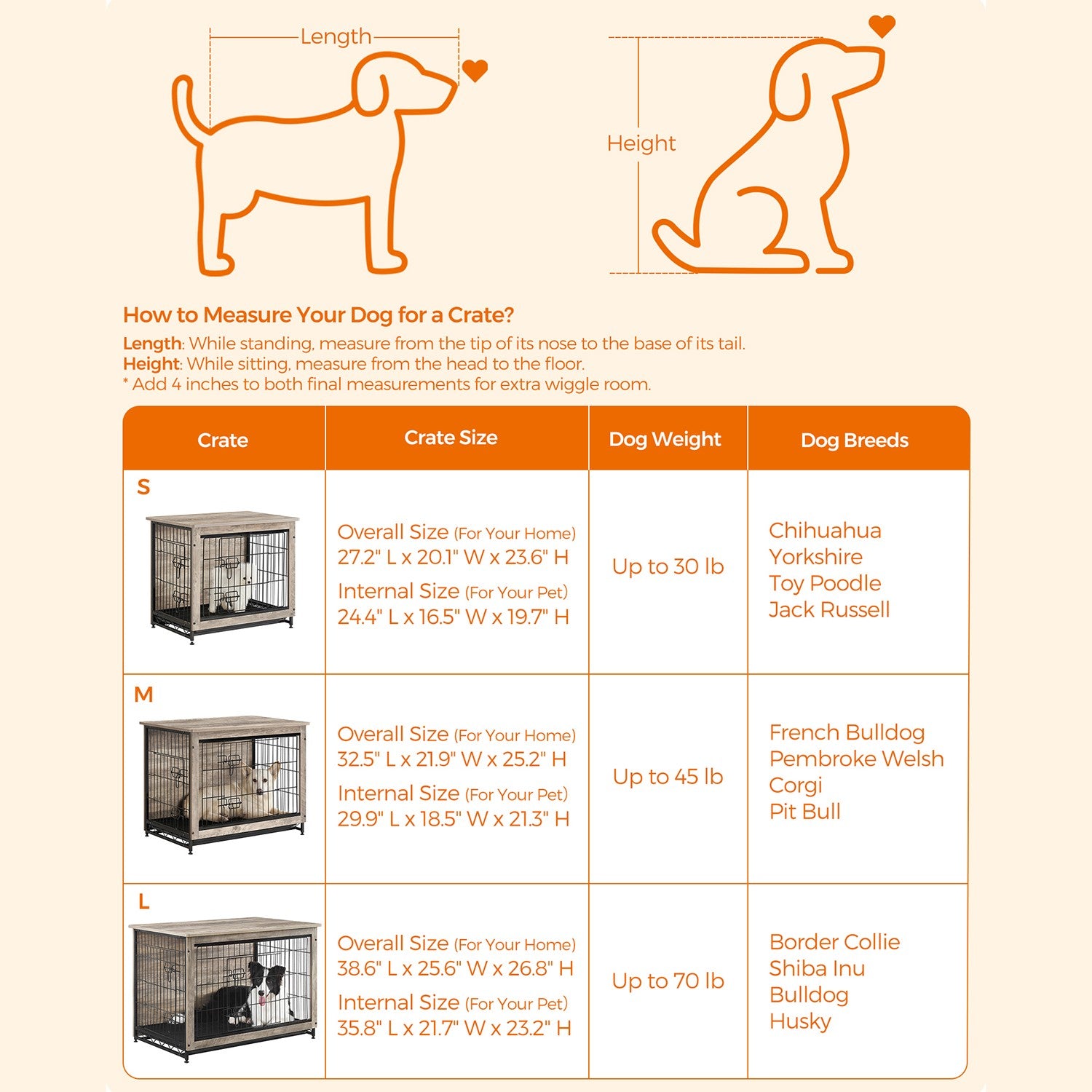 Modern Kennel for Dogs Indoor Up to 30 Lb - Greige