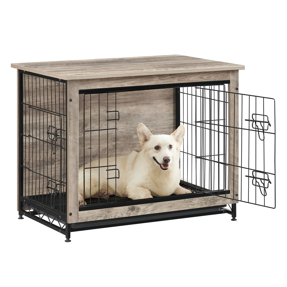 Modern Kennel for Dogs Indoor Up to 30 Lb - Greige - 32.5”L x 21.9”W x 25.2”H