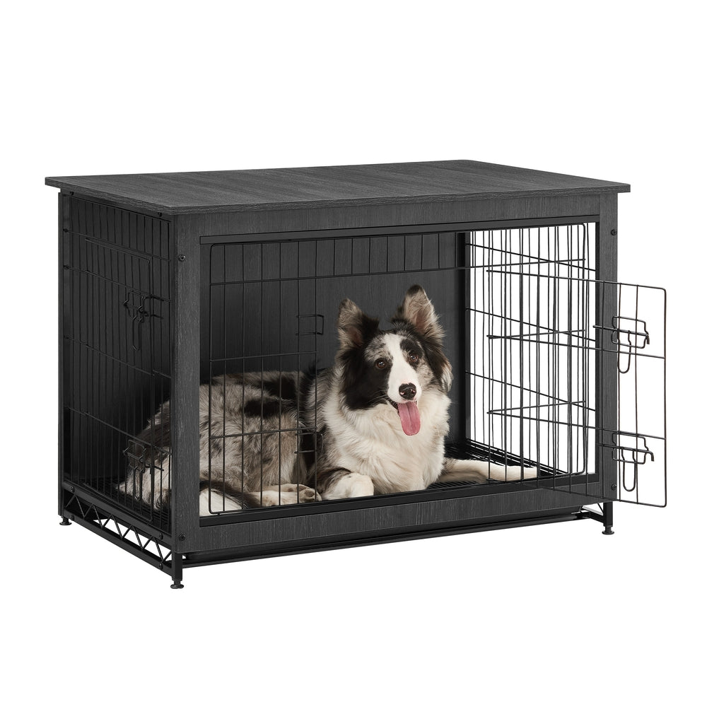 Modern Kennel for Dogs Indoor Up to 30 Lb - Ink Black - 38.6”L x 25.6”W x 26.8”H
