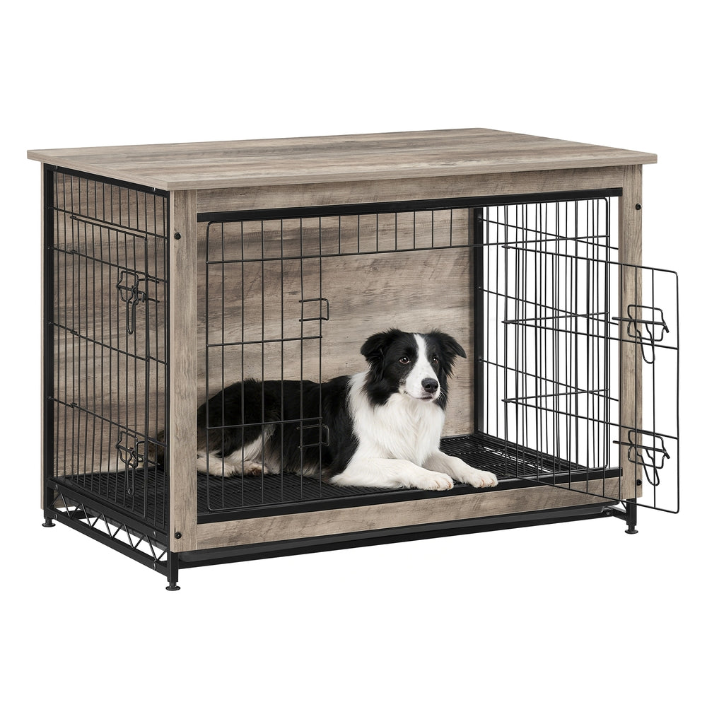 Modern Kennel for Dogs Indoor Up to 30 Lb - Greige - 38.6”L x 25.6”W x 26.8”H
