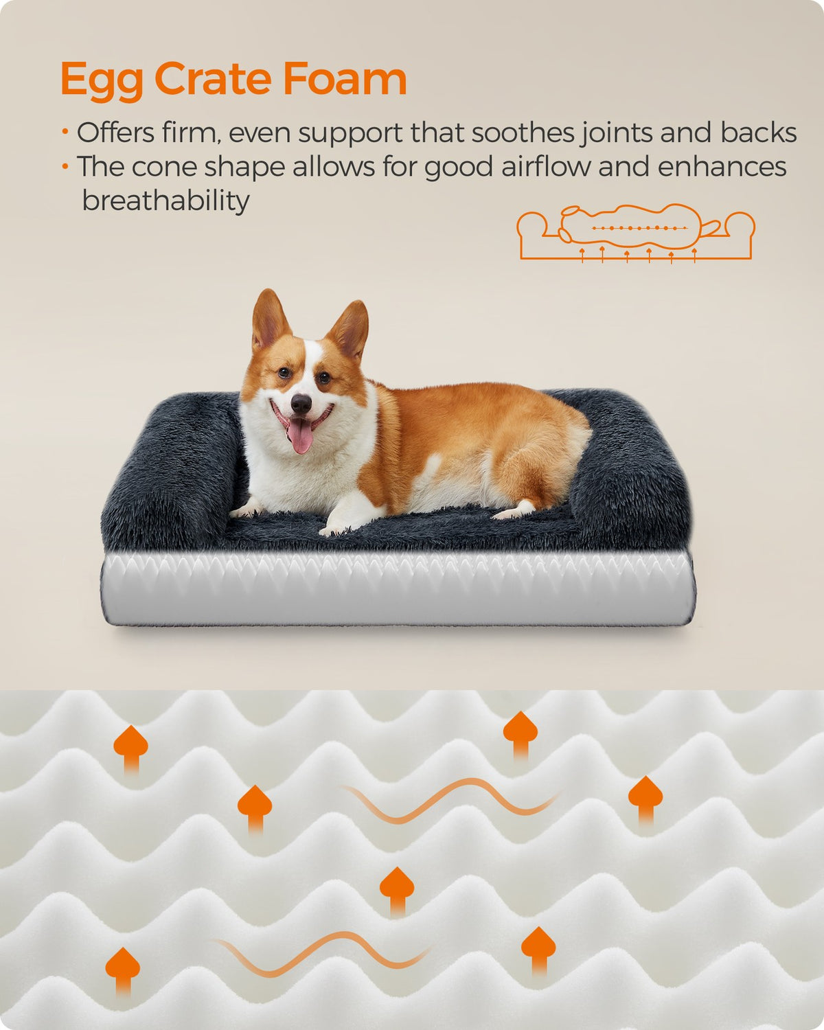 Orthopaedic Dog Sofa Bed for Medium and Large Dogs - Dark Gray